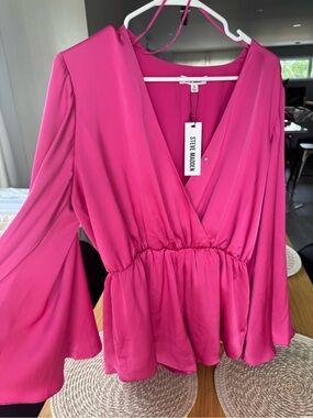 Steve Madden Hot Pink Wrap ROMPER NWT